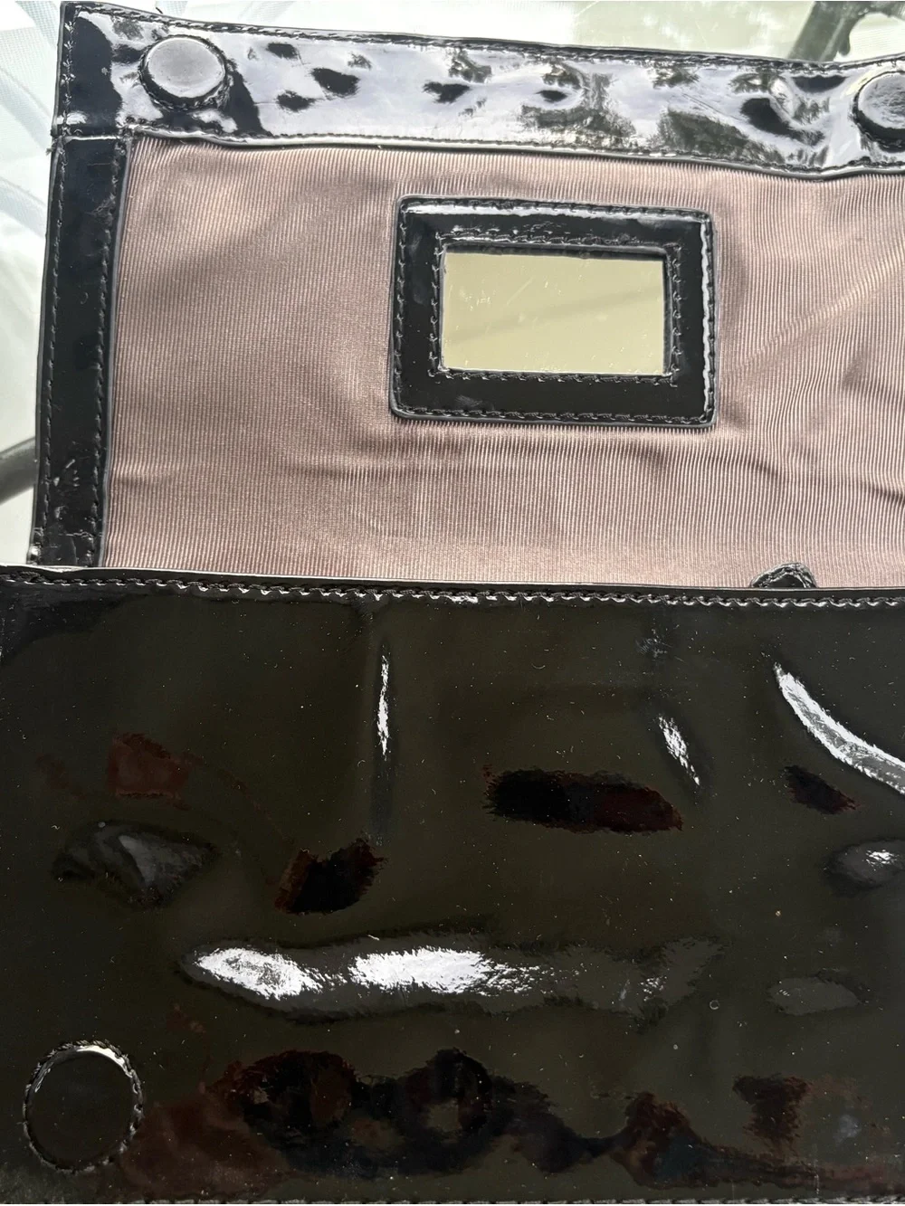 Zac Posen Black Patent Clutch with Gold Studs